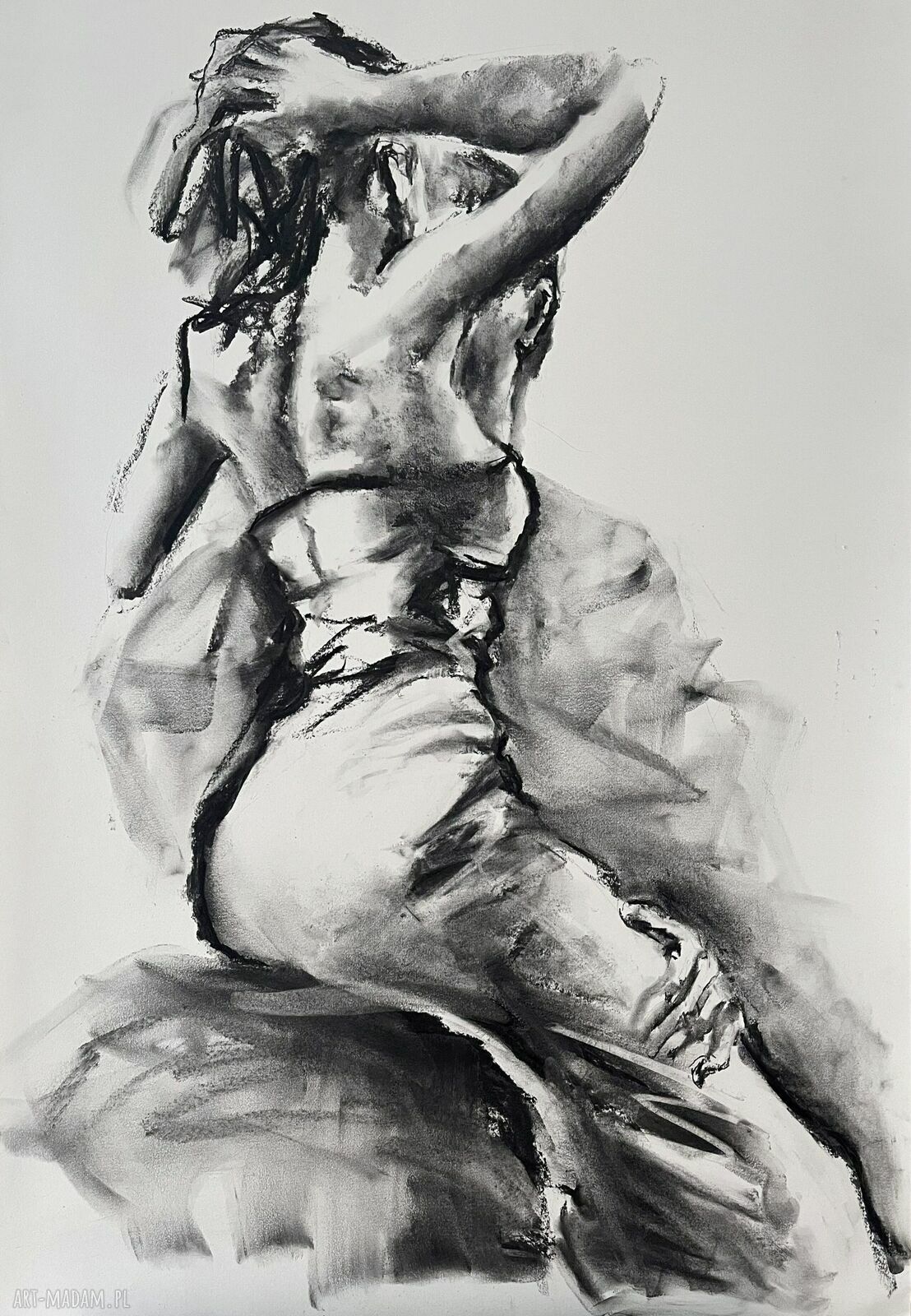 You, Me - zmysłowy rysunek kobiety węglem 100x70 cm