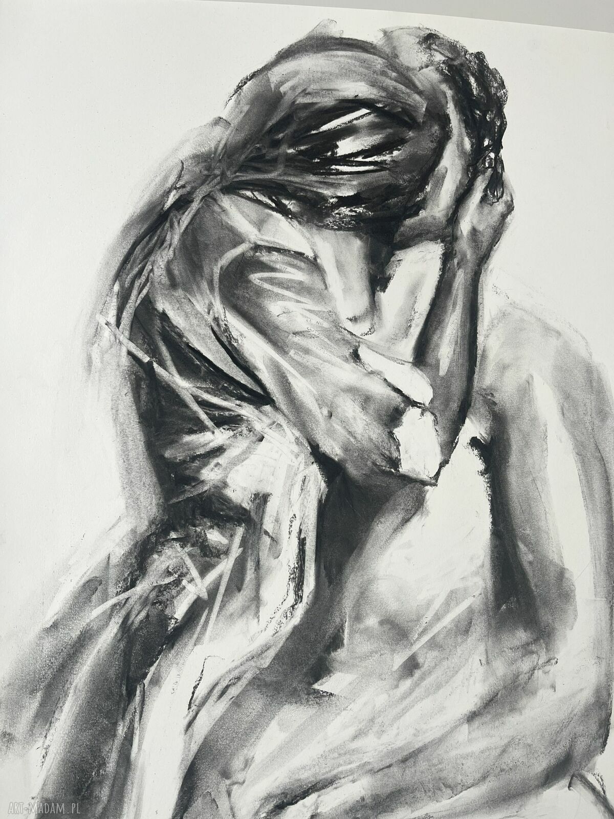 You, Me - oryginalny rysunek węglem 100x70 cm