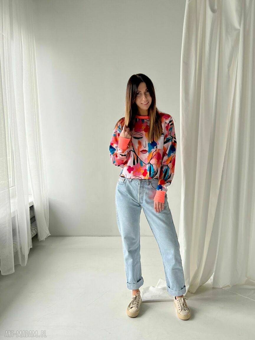 Young Heart / Picasso Print - kolorowa bluza damska oversize, handmade