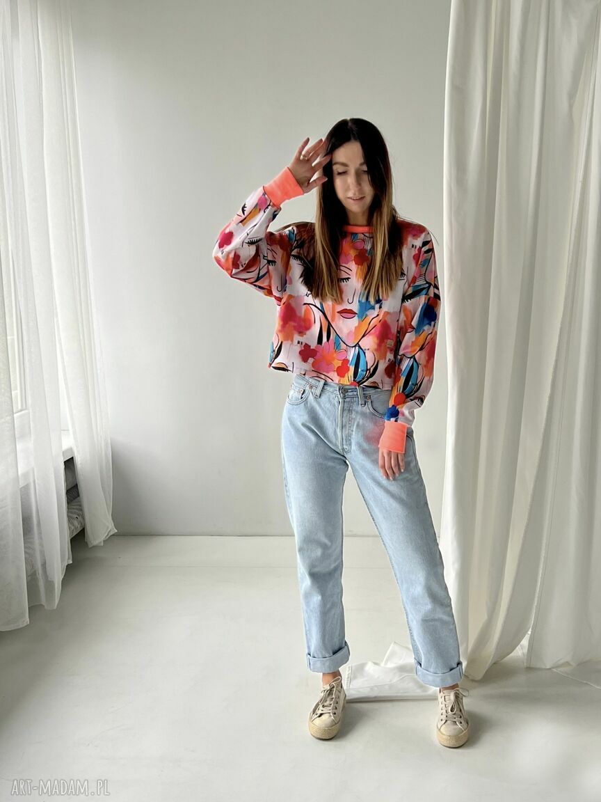 Young Heart / Picasso Print - kolorowa bluza damska oversize, handmade