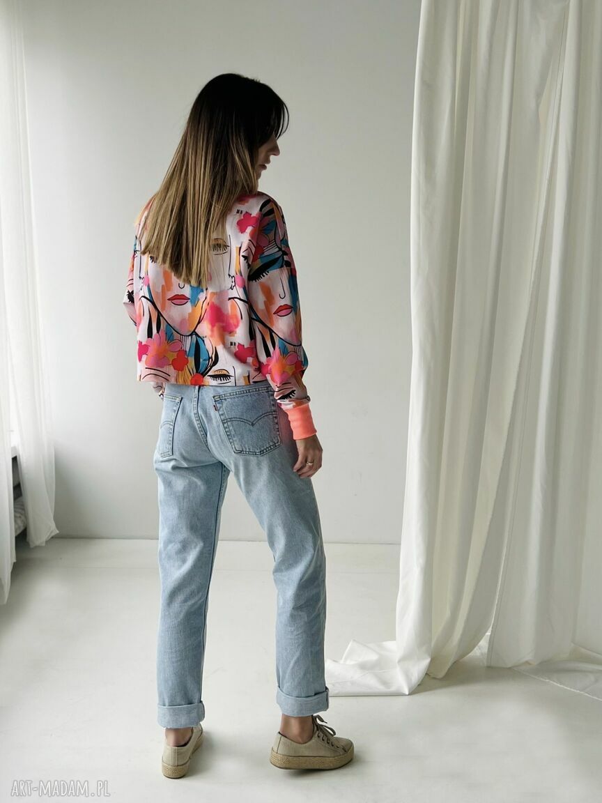 Young Heart / Picasso Print - kolorowa bluza damska oversize, handmade