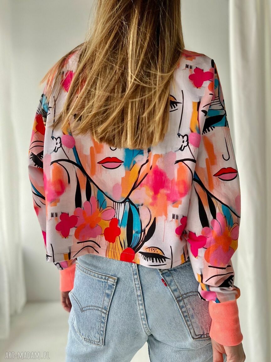 Young Heart / Picasso Print - kolorowa bluza damska oversize, handmade