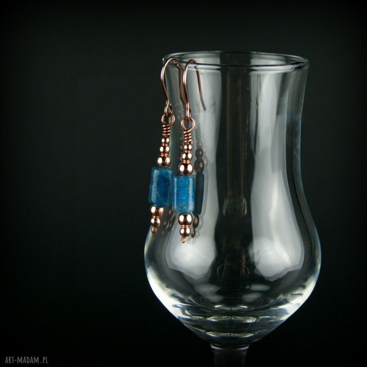 Kolczyki z apatytu, hematytu i miedzi - wire wrapping