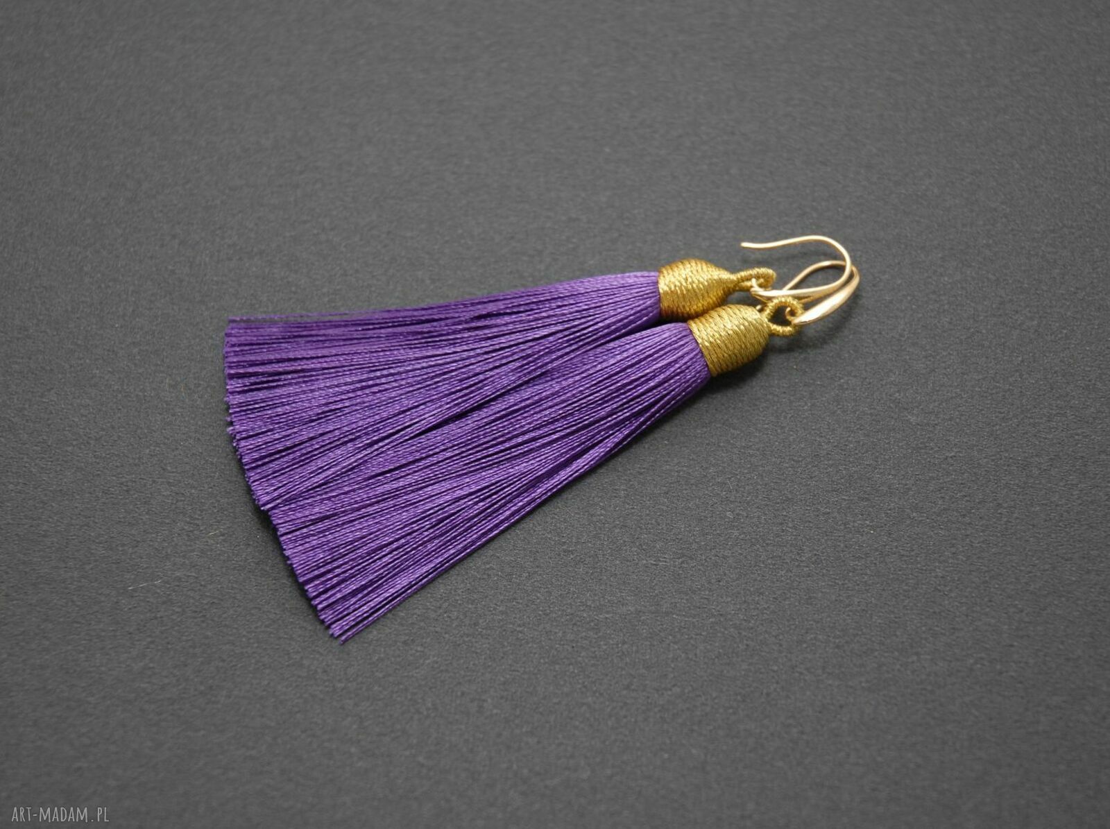 Fioletowe klipsy z chwostami - delikatne i eleganckie (ok. 8 cm)