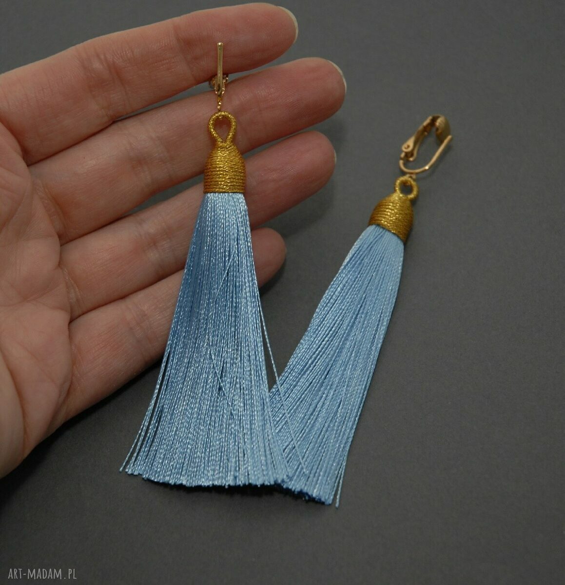 Klipsy z chwostami - niebieskie (ok. 8 cm)