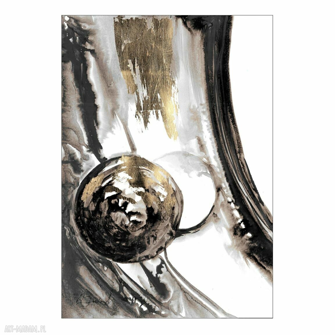 Złocona abstrakcja z cyklu Uniwersum 50 x 35 cm
