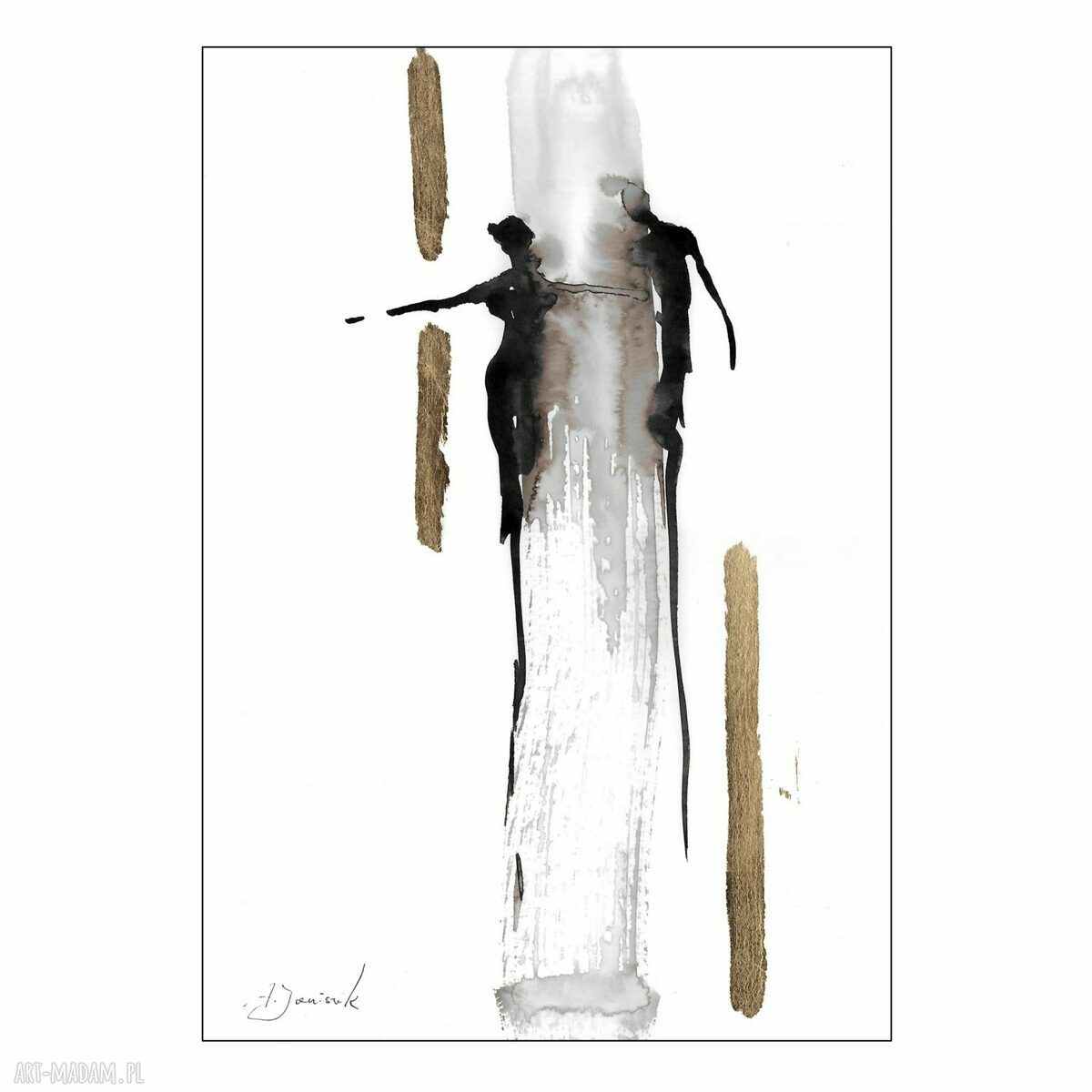 Grafika z cyklu „Obecność” - malowana i złocona ręcznie (30 x 21 cm)