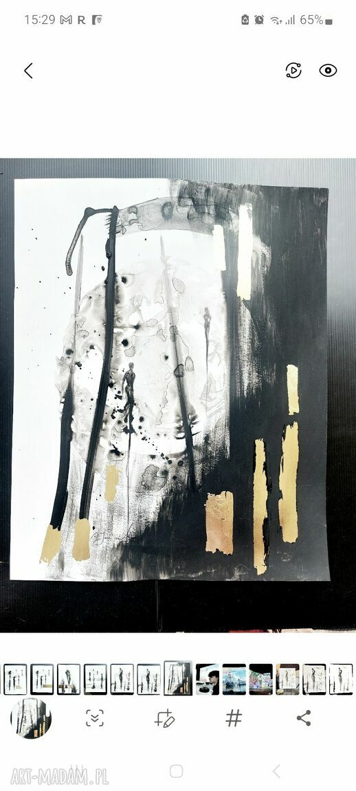 Grafika z cyklu „Jestem” malowana i złocona ręcznie - 50 x 40 cm
