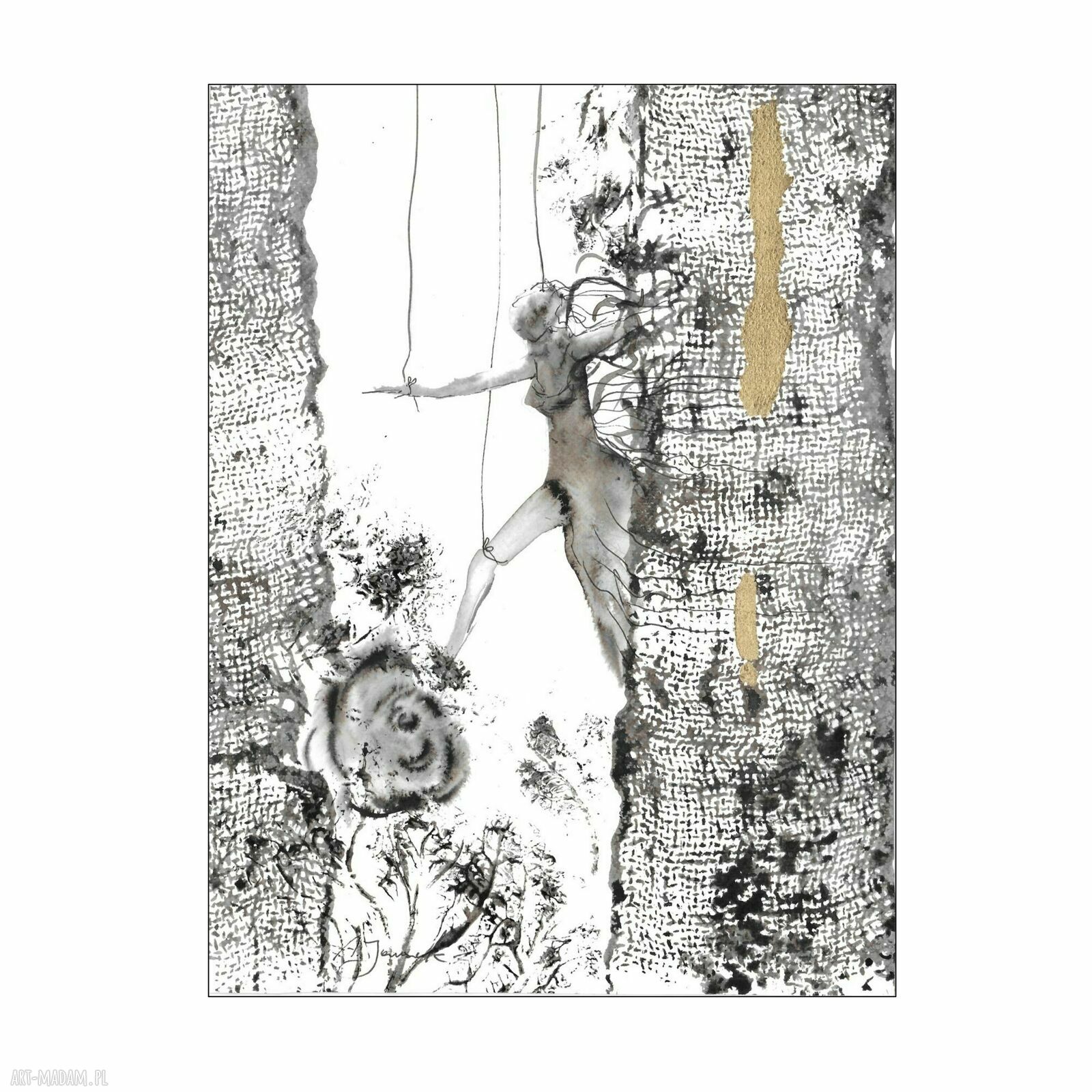Grafika z cyklu „Obecność” „Kobieta” 30 cm x 40 cm