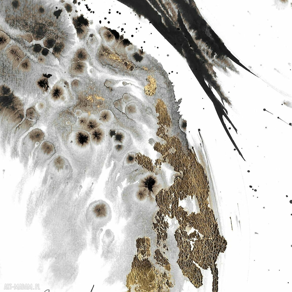 Autorska grafika „Uniwersum” malowana i złocona ręcznie 50x35 cm