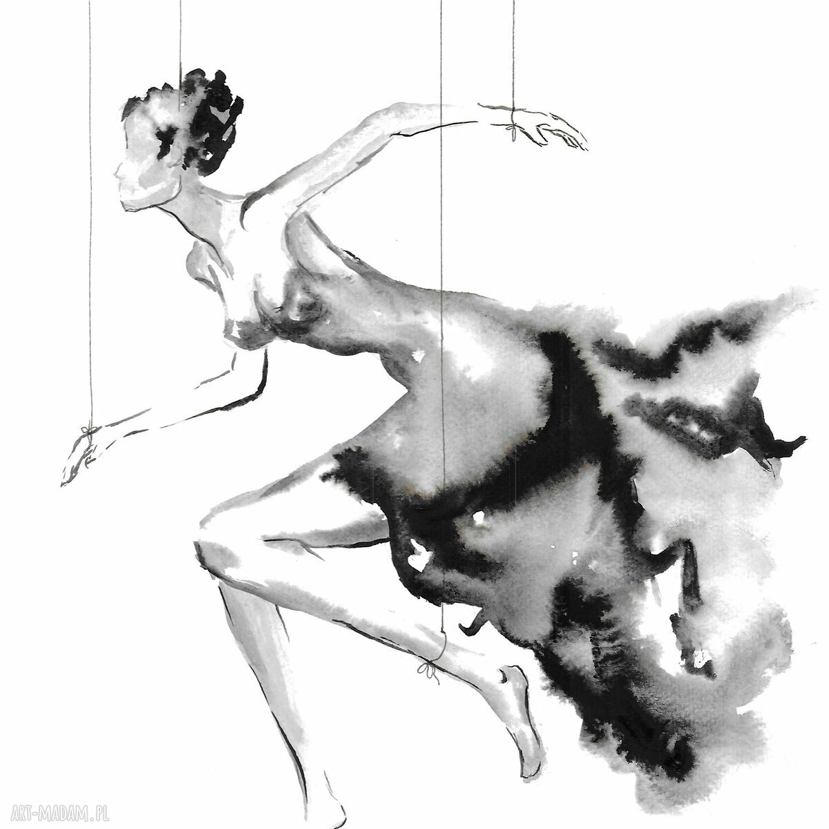 Dyptyk „Marionetki” malowany ręcznie - 2 x 26 x 75 cm