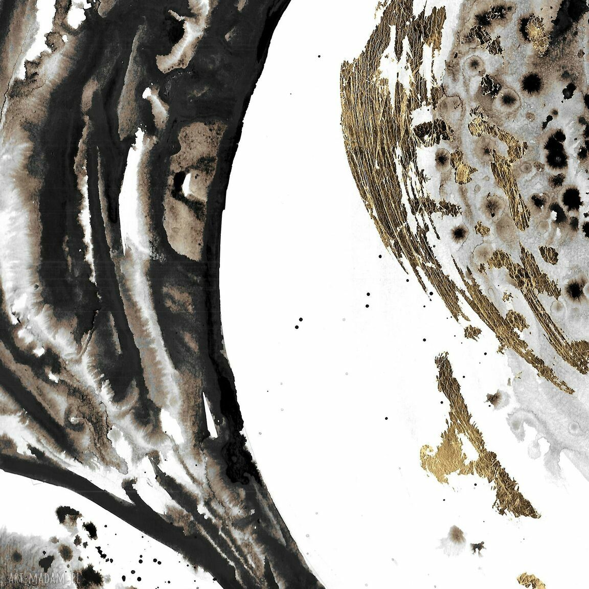 Grafika z cyklu „Uniwersum” malowana i złocona ręcznie 50x35 cm