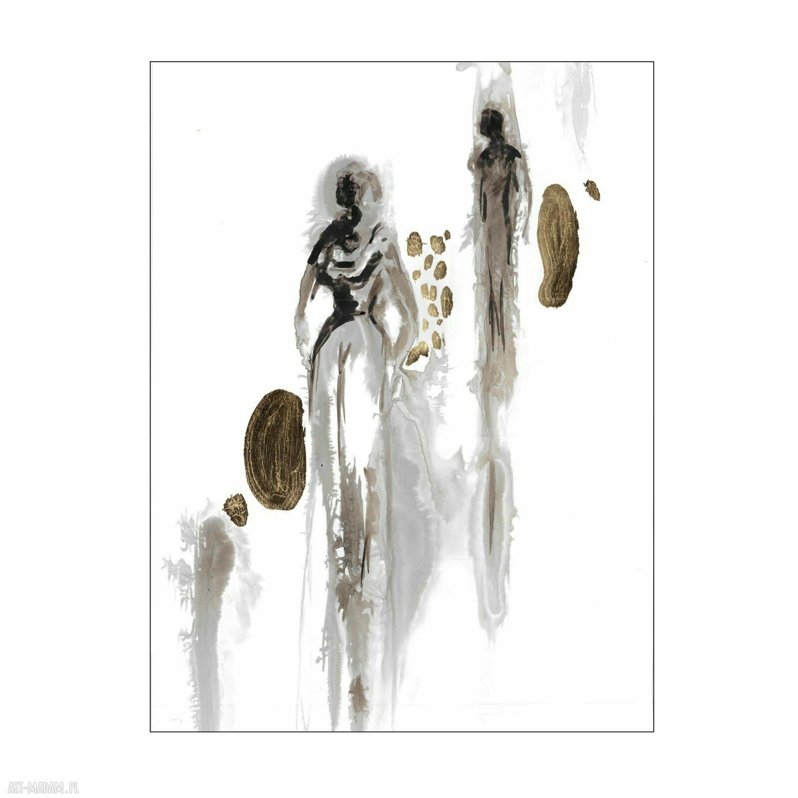 Grafika z cyklu „Obecność” 30 x 40 cm - ręcznie malowana i złocona