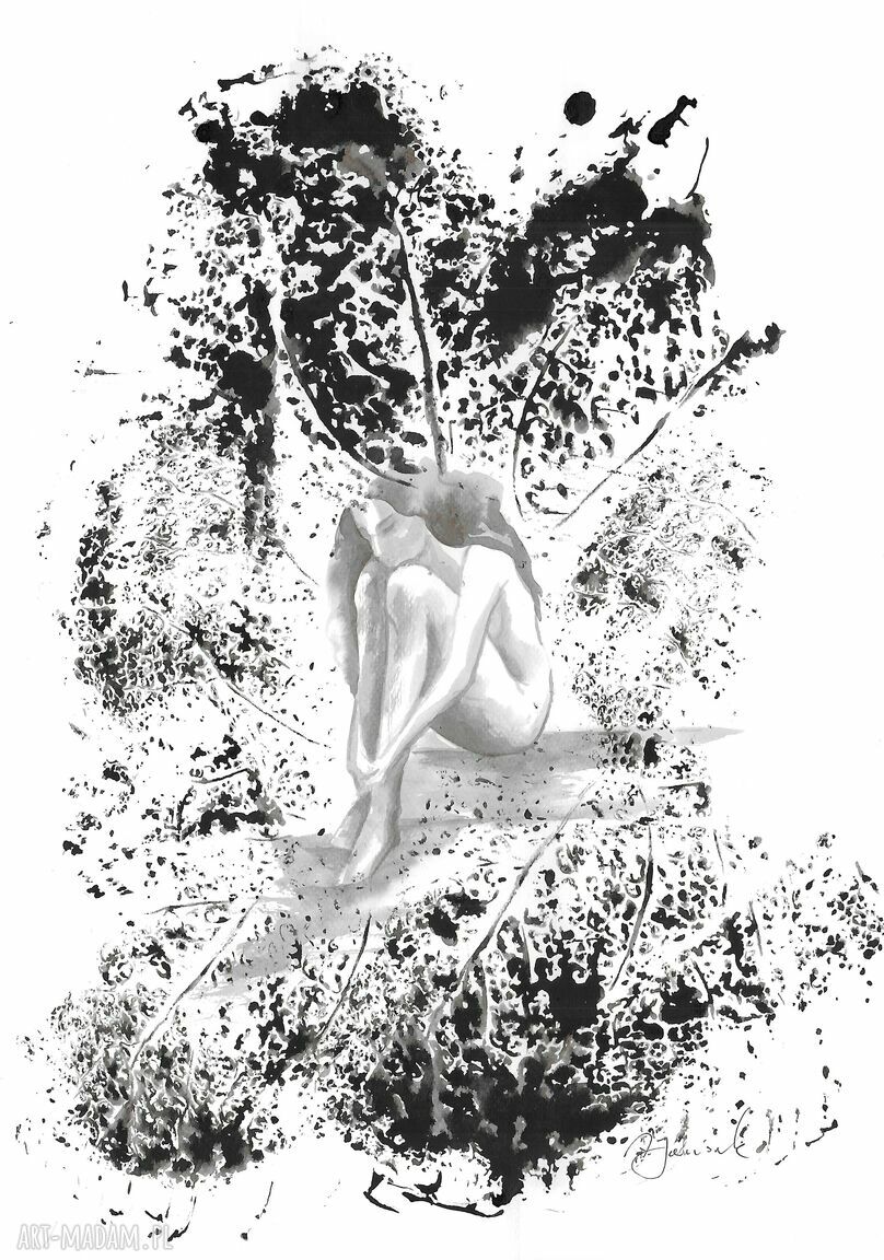 Grafika z cyklu Natura - 30 x 42 cm (ręcznie malowana czarnym tuszem)