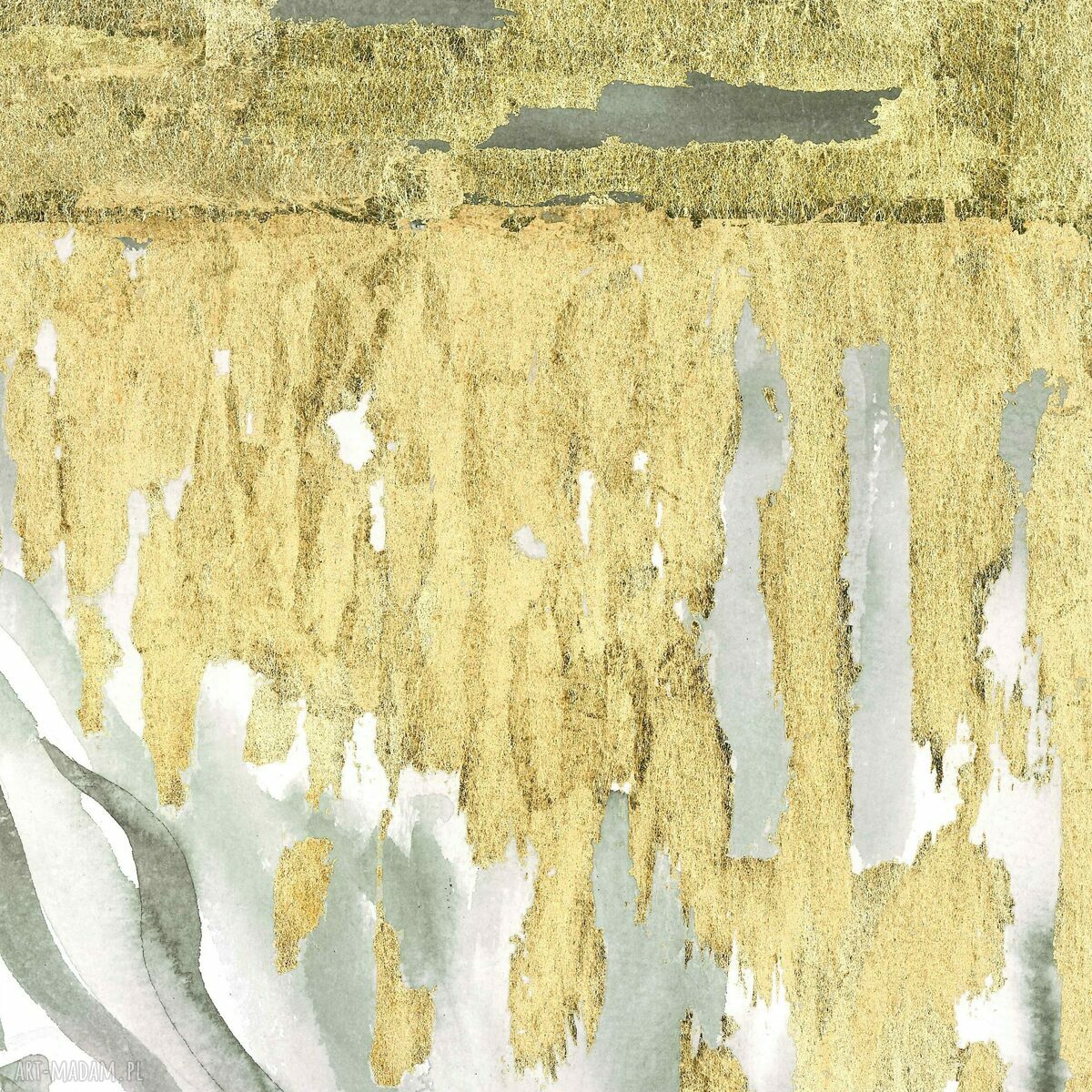 Grafika z cyklu „ŚNIĄCE” ręcznie malowana i złocona 30 x 42 cm