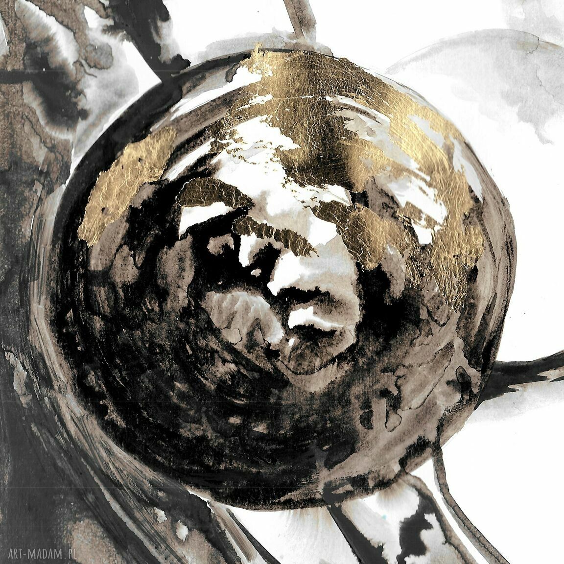 Złocona abstrakcja z cyklu Uniwersum 50 x 35 cm