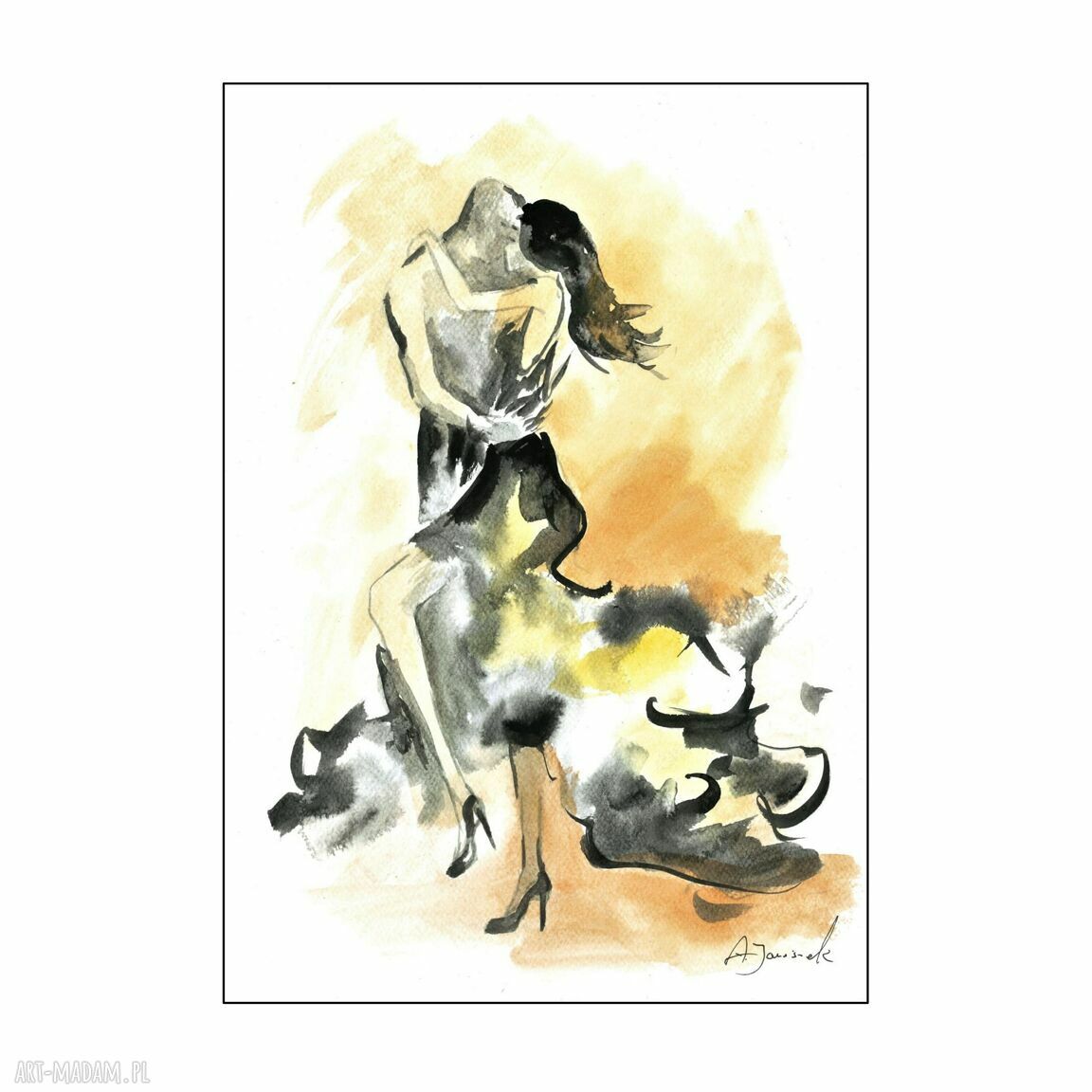 Grafika z cyklu Dance, dance - akwarela ręcznie malowana 42x30 cm