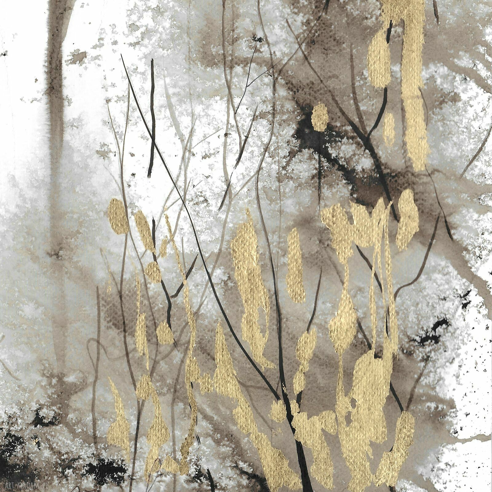 Grafika „Ona i On” - ręcznie malowana i złocona, 50 x 40 cm