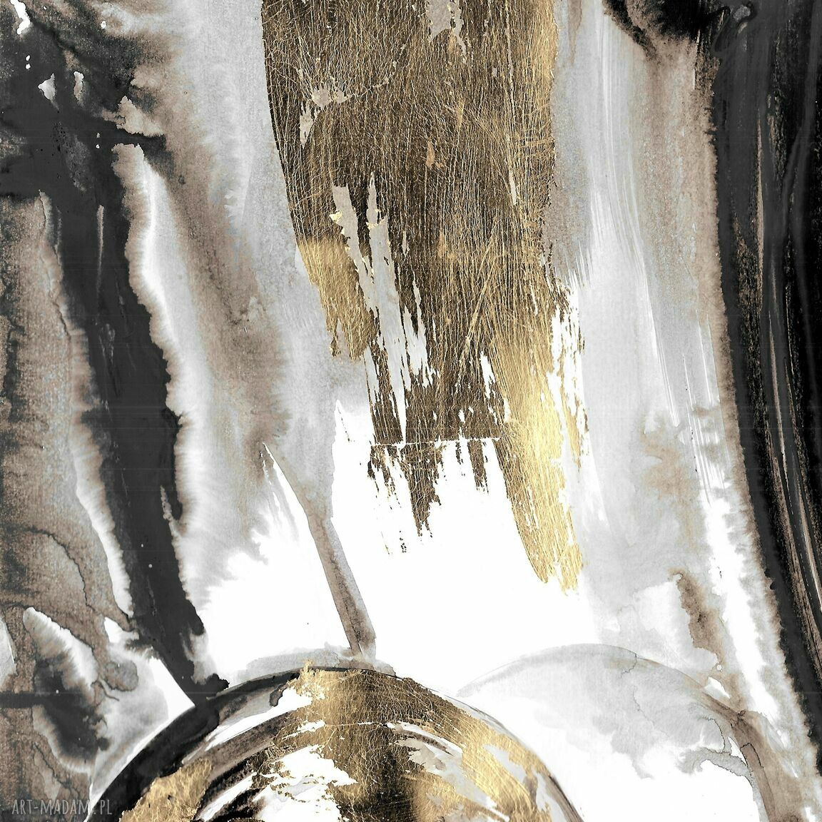 Złocona abstrakcja z cyklu Uniwersum 50 x 35 cm