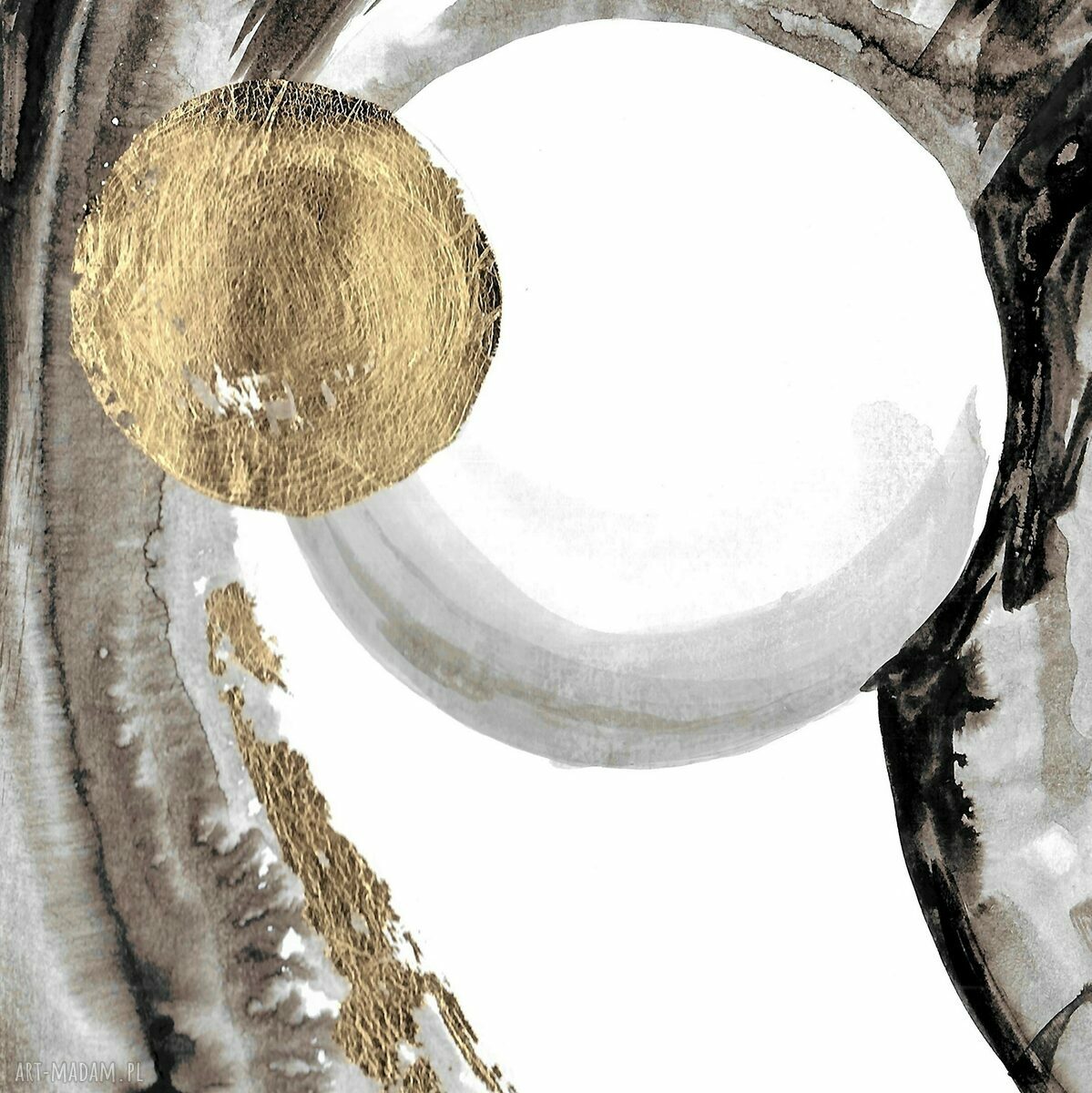 Autorska grafika „Uniwersum” malowana i złocona ręcznie - 50 x 35 cm