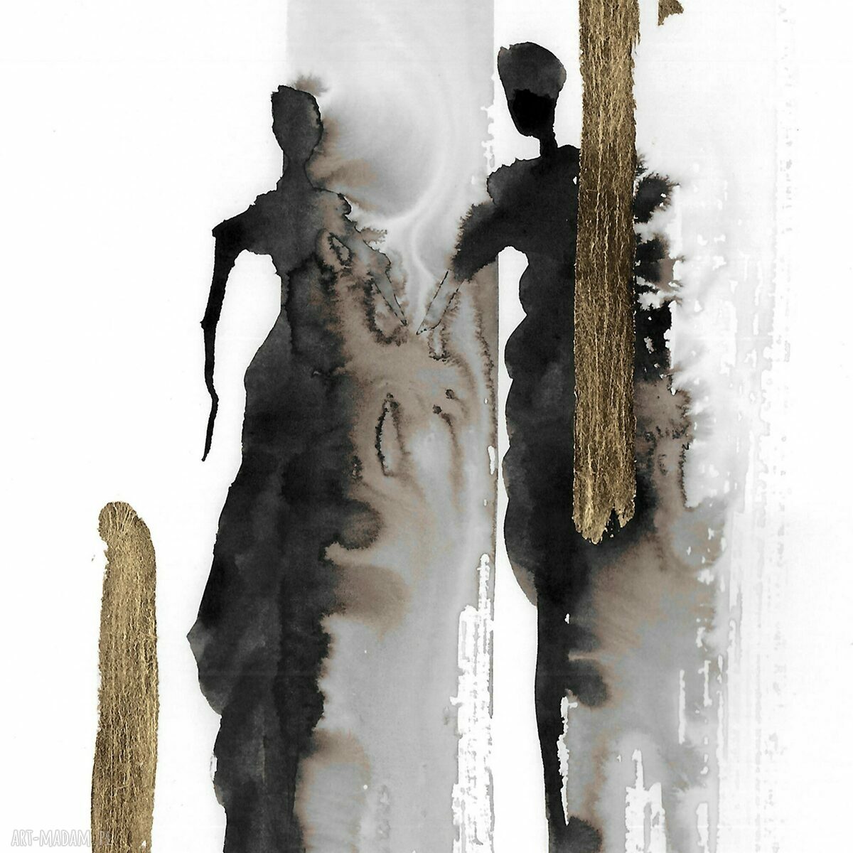 „Obecność” - ręcznie malowana i złocona grafika 21x30 cm