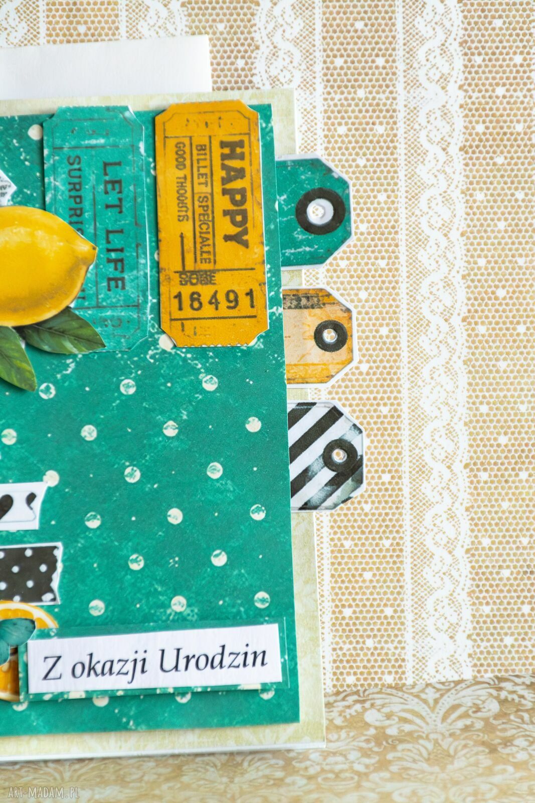 Ręcznie robiona kartka scrapbooking na wyjątkową okazję