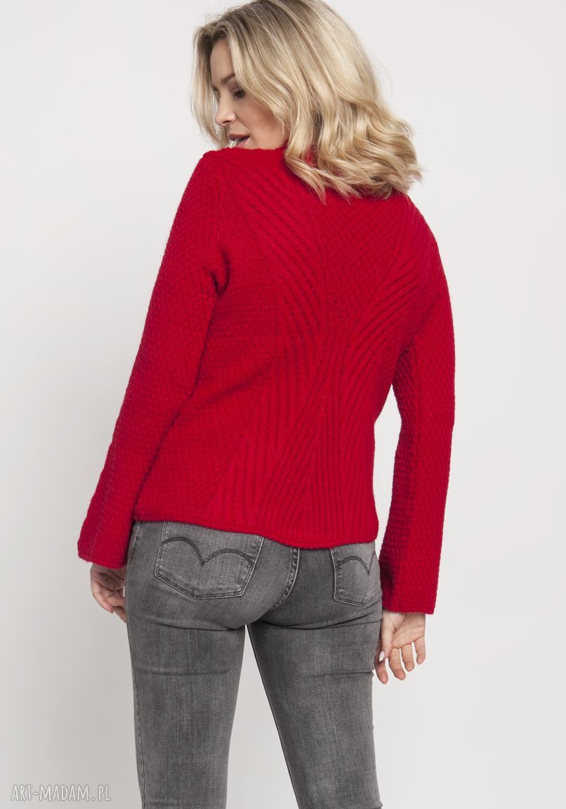 Sweter z delikatną stójką SWE175 - czerwony MKM