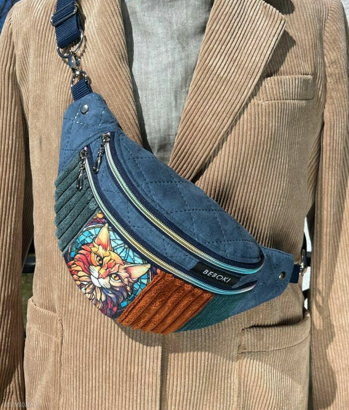 Nerka z ekozamszu patchwork Koty BEBOKI (M) - miniportfelik gratis