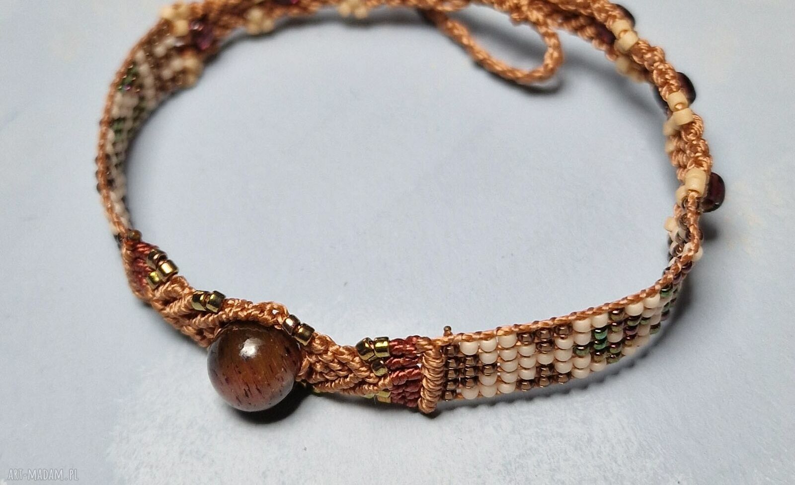 Bransoletka magiczna z tygrysim okiem Morana Amulets - makrama i koraliki Miyuki