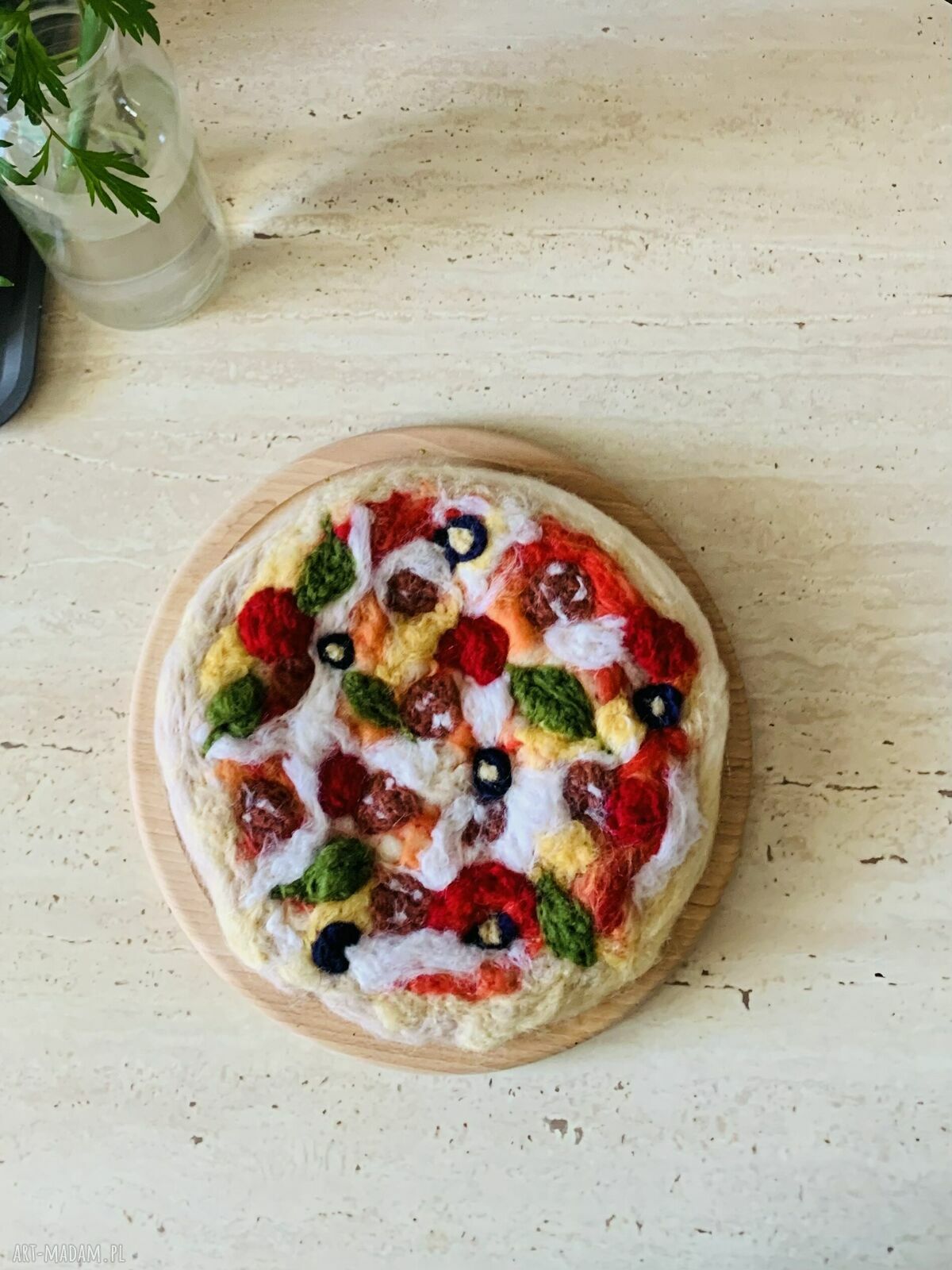 Pizza z filcu z wełny merino - ręcznie robiona zabawka