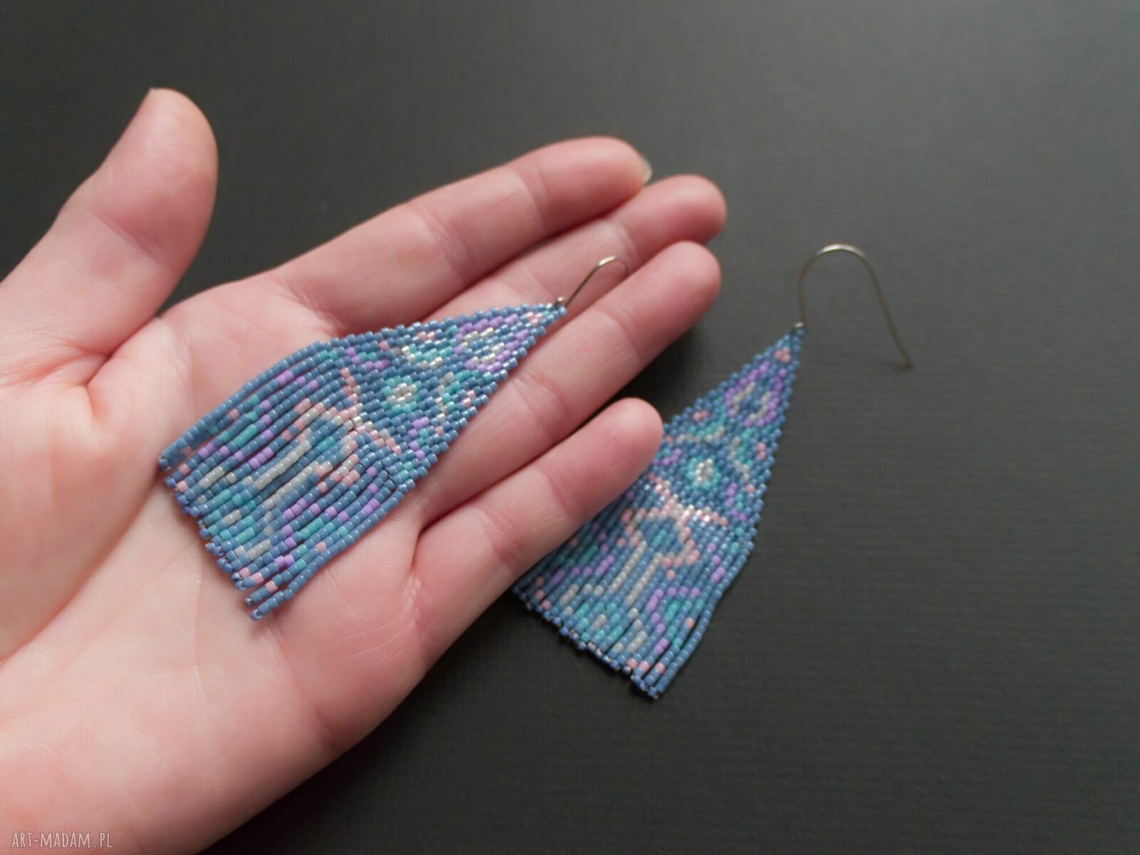 Pastelowe kolczyki z frędzlami z koralików Miyuki - stal szlachetna