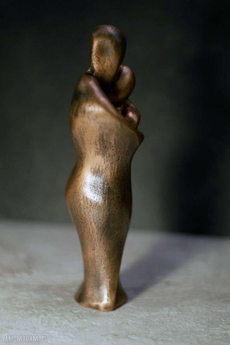 Rzeźba z gipsu - Para Zakochanych w złotym brązie (15 cm)