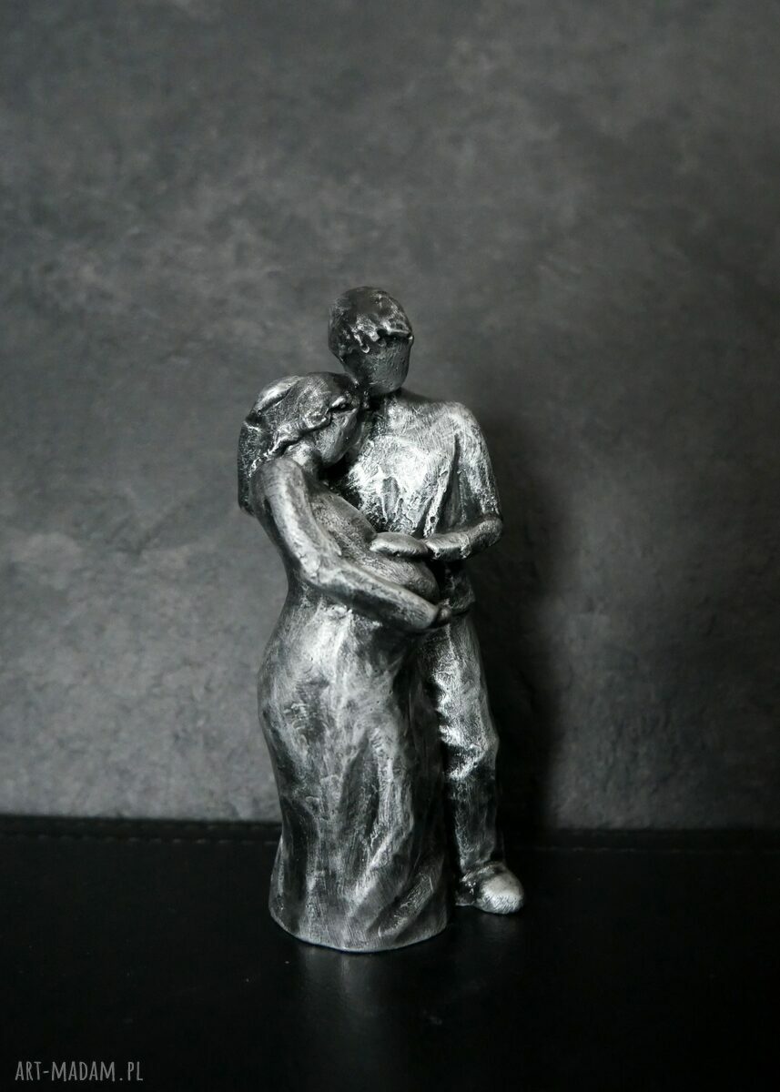 Rzeźba z gipsu Rodzina - Miłość, srebrna, wys. 10,3 cm