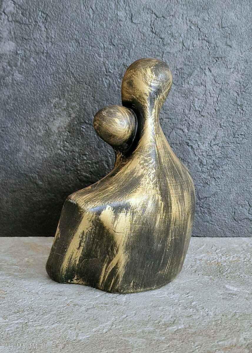 Para Zakochanych - rzeźba z gipsu w miodowym złocie (12,2 cm)