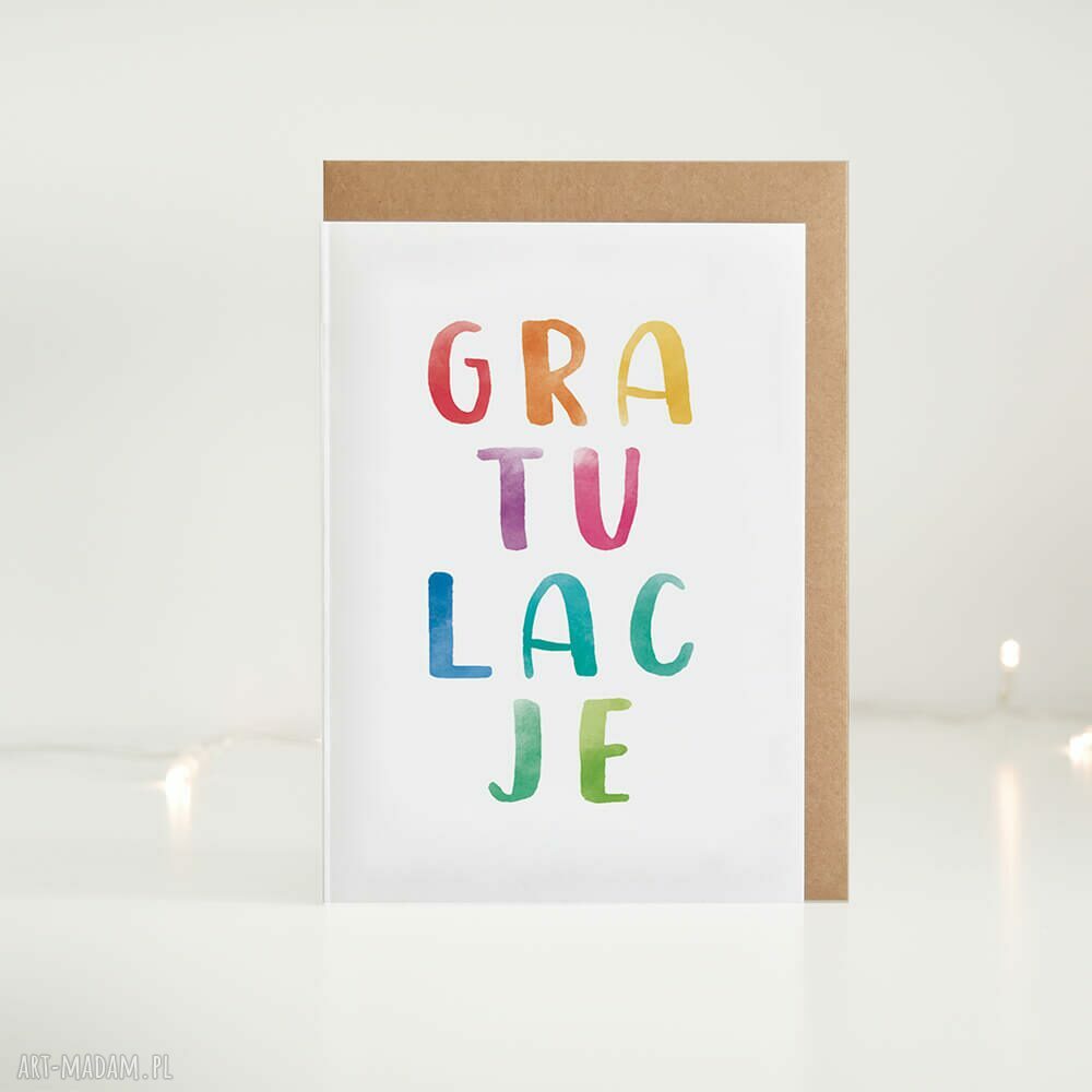 Kartka z gratulacjami tęczowa kolorowa (A6) z ekologiczną kopertą