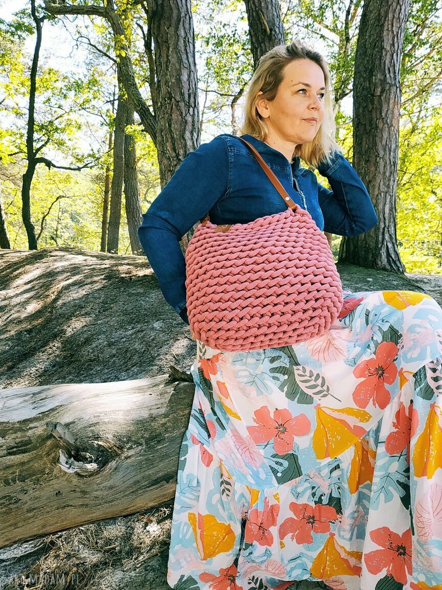 Torba worek z grubego sznurka Boho Weave Bag na ramię