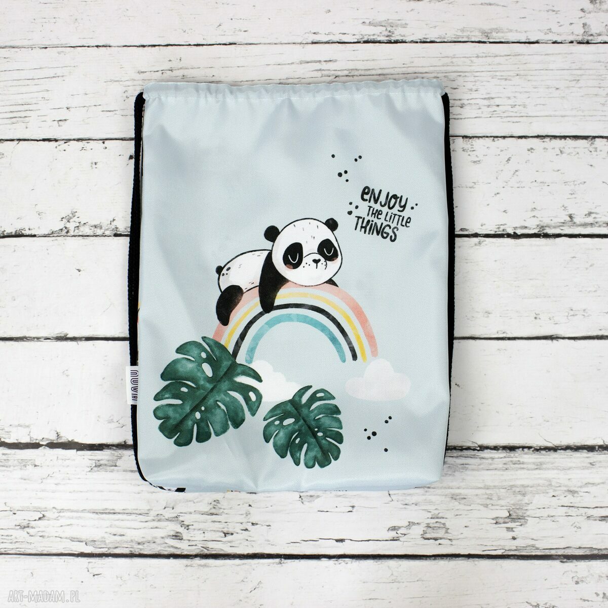 Worek z imieniem panda i tęcza