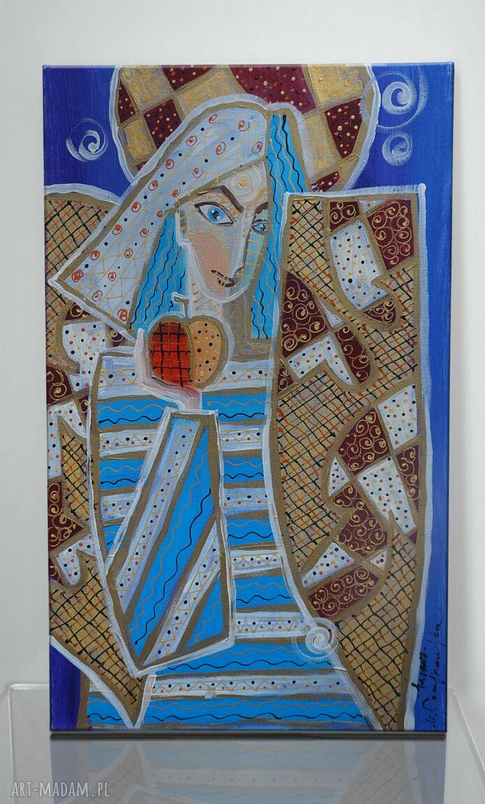 Z jabłkiem 2 - obraz Giclee na płótnie Canvas