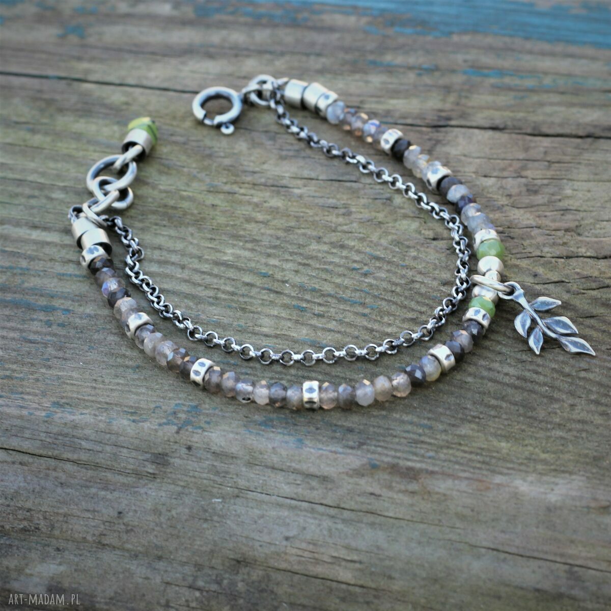 Bransoletka z labradorytem i jadeitem - handmade na co dzień