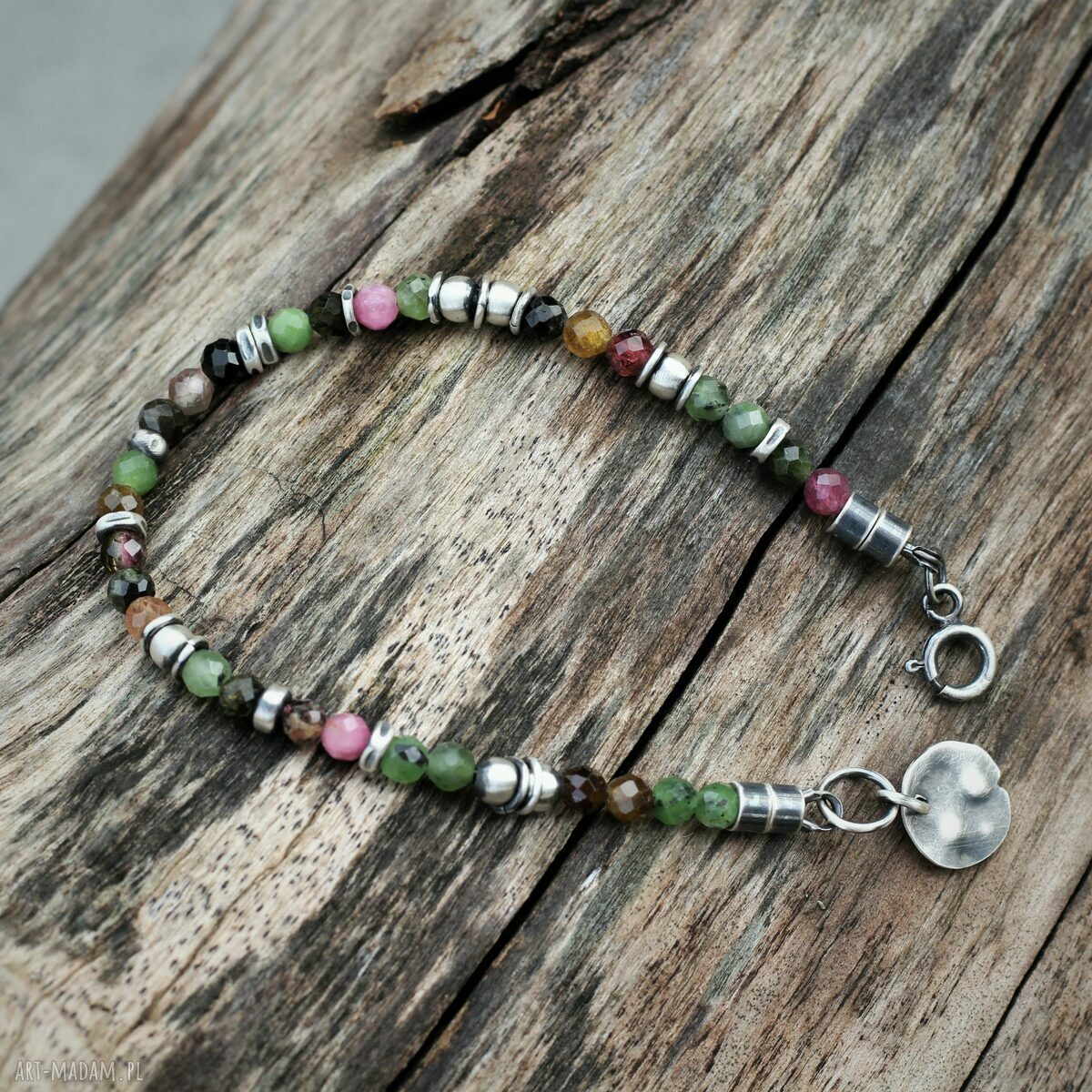 Bransoletka z turmalinami i jadeitem - delikatna biżuteria handmade