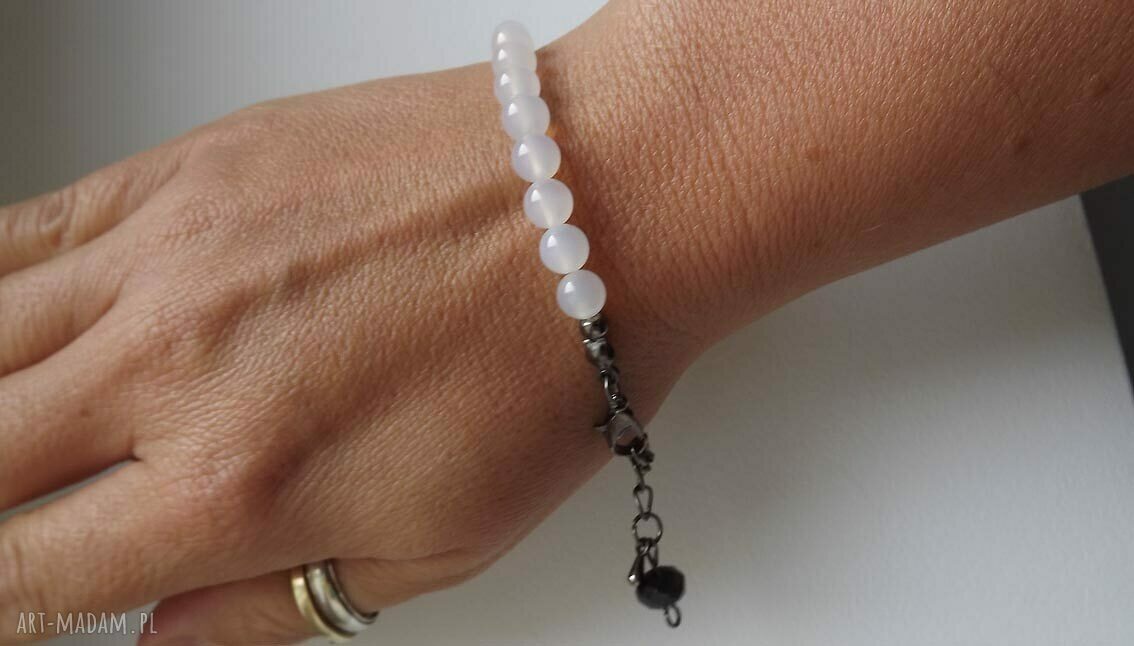 Bransoletka z jasnego agatu 8mm - handmade, regulowana