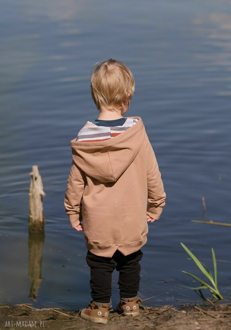 Beżowa bluza z kapturem dla dziecka - ręcznie szyta bawełna Cudi KIDS