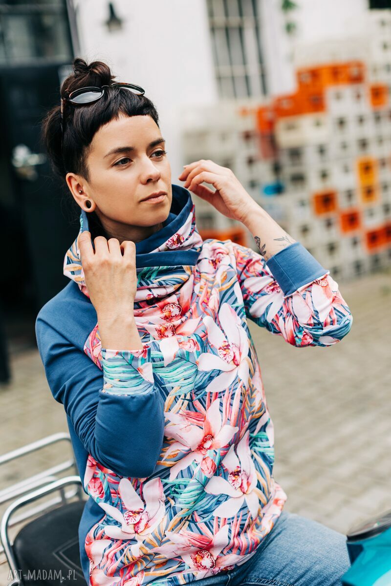 Bluza z kapturem - Blue Orchidea