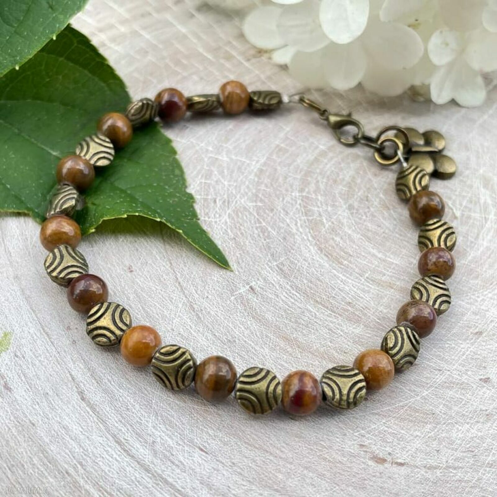Bransoletka z karmelowym jaspisem w stylu vintage - motyl