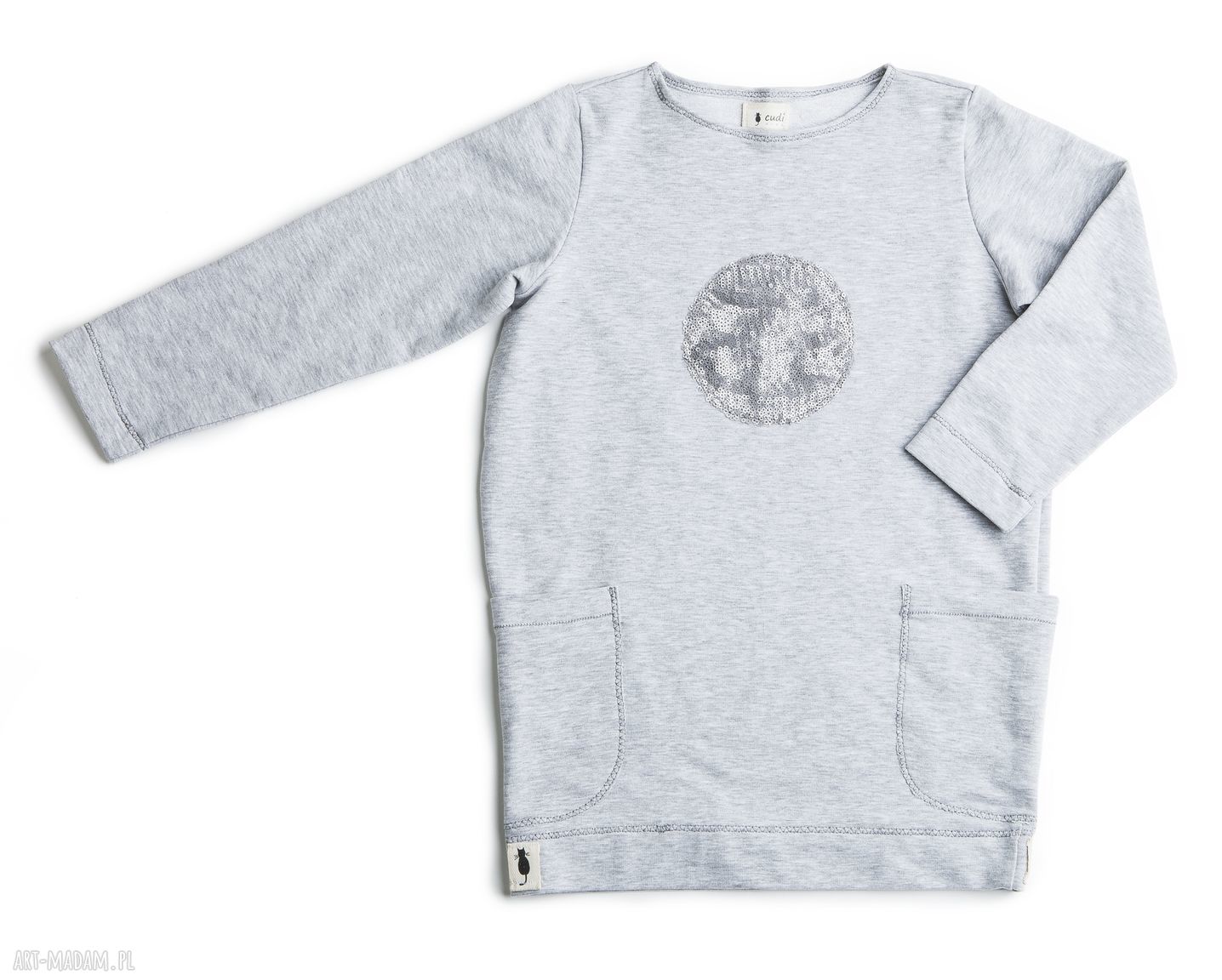 Sukienka z kieszeniami MOON - szara, handmade Cudi KIDS