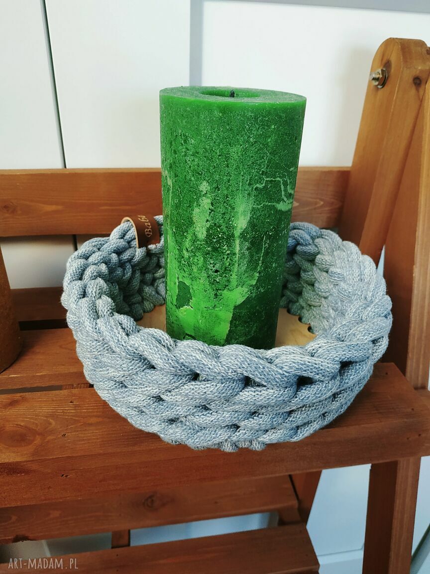 Koszyk Wave Vintage biało-szary - mały koszyczek handmade