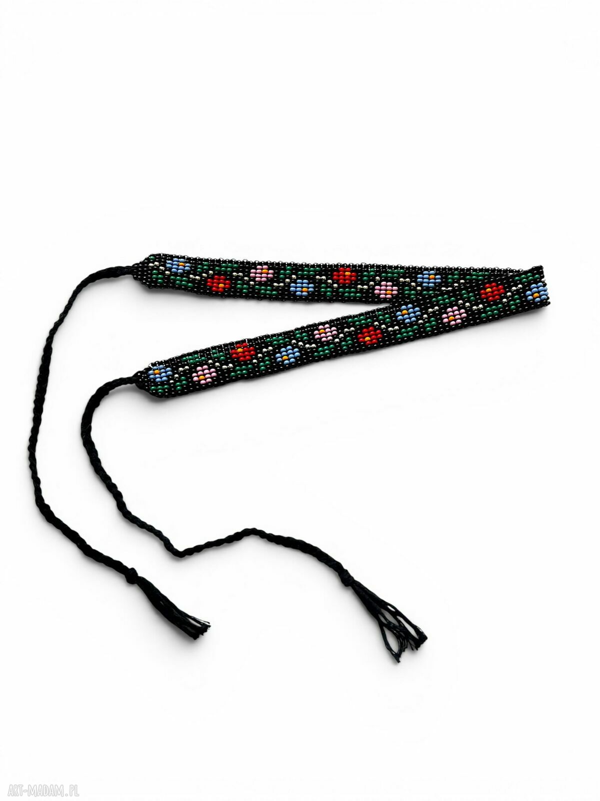 Choker z koralików w kwiatowy wzór - ręcznie robiony