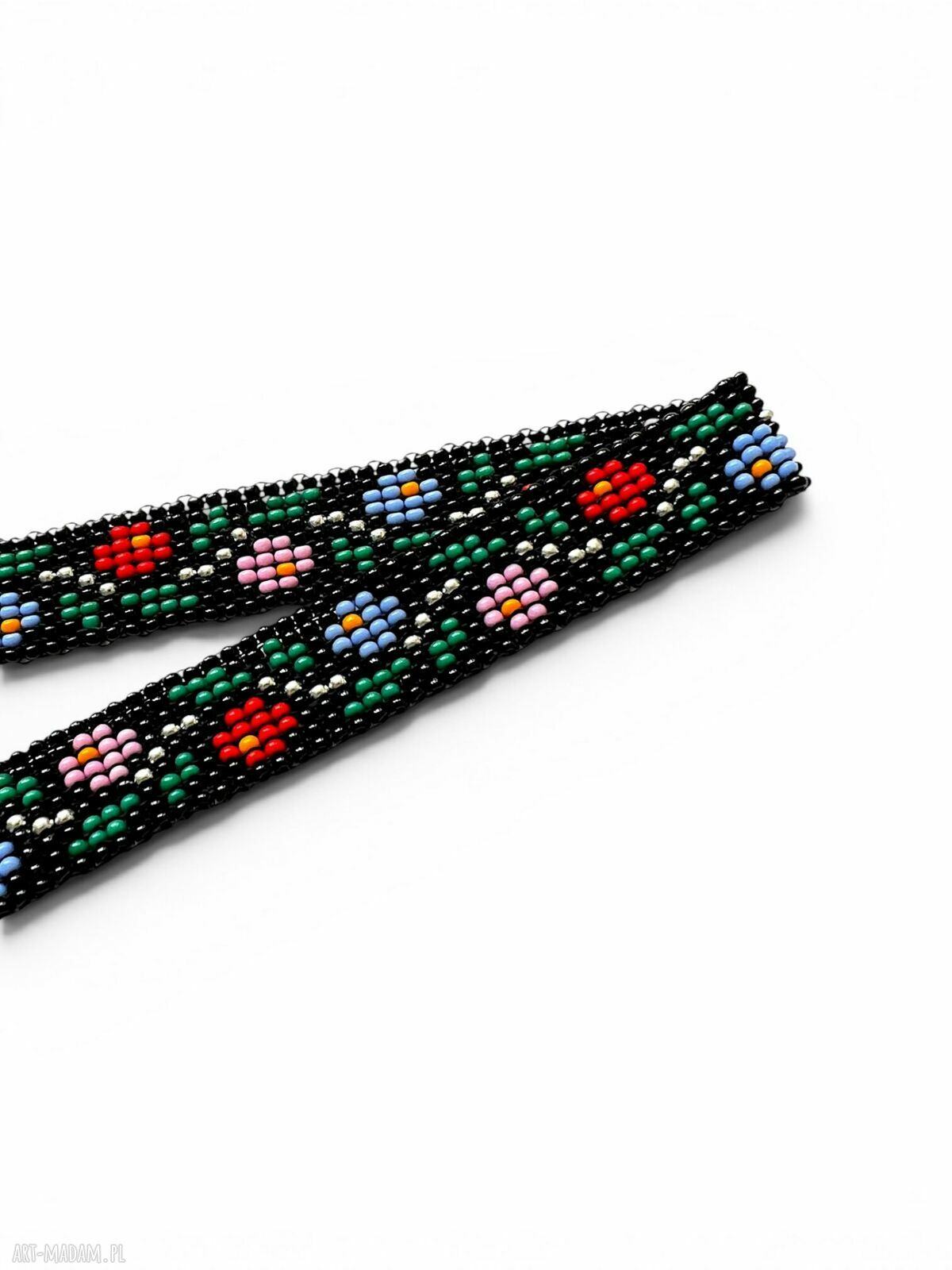 Choker z koralików w kwiatowy wzór - ręcznie robiony