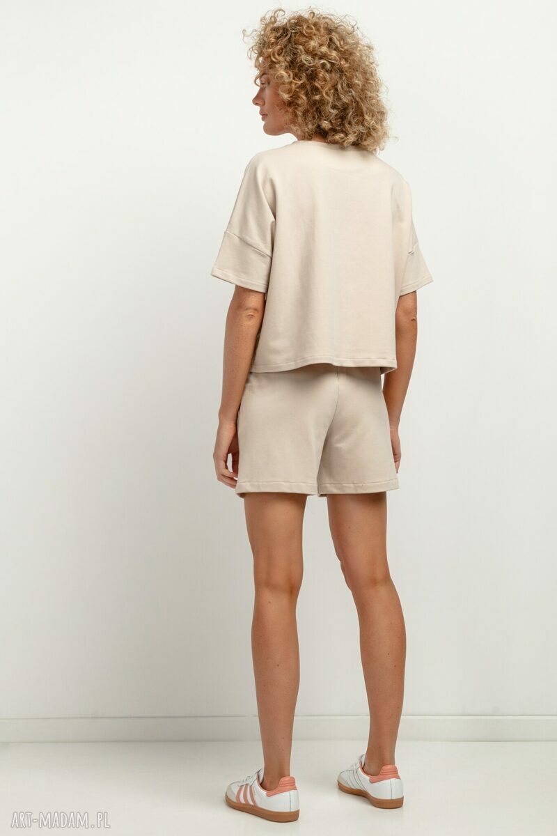 Bluza z krótkim rękawem T386, jasnobeżowa