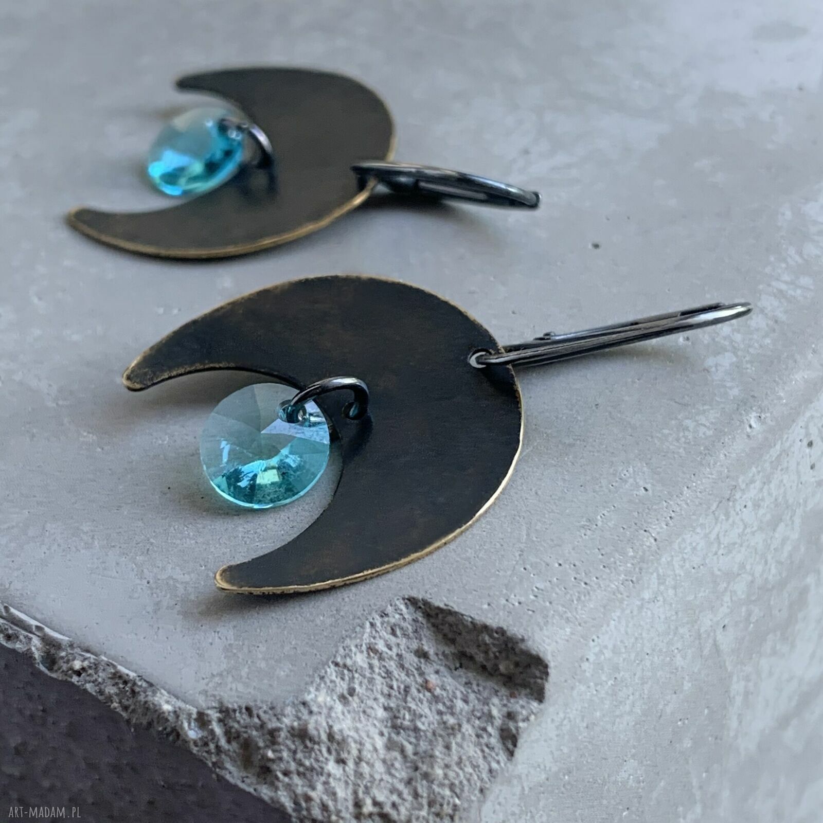 Kolczyki z kryształami Swarovskiego Dark Moon i Turquoise Glow